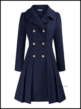 Women's Notch Lapel Double Breasted A-Line Trench Coat with Pockets
